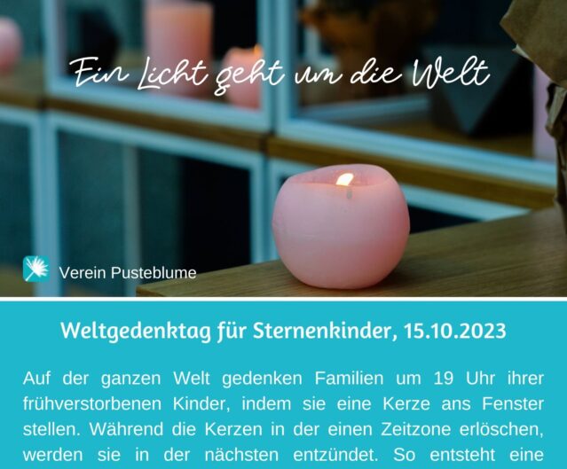 Kerze steht am Fenster für den weltweiten Gedenktag für frühverstorbene Kinder